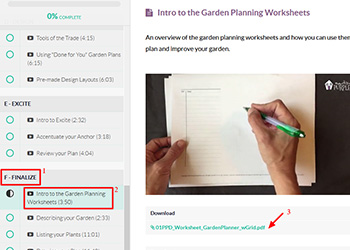 screenshot of course area