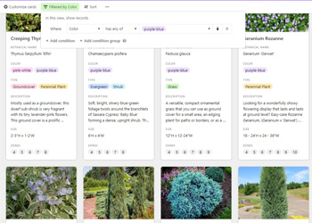 screenshot of plant database